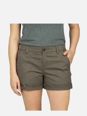 Women's Olive Roll-Cuff Chino Shorts